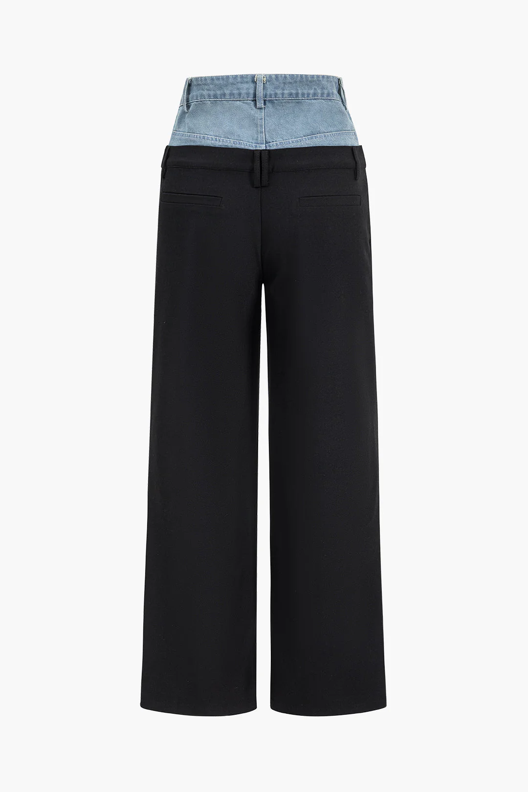 Denim Patchwork Straight Trousers