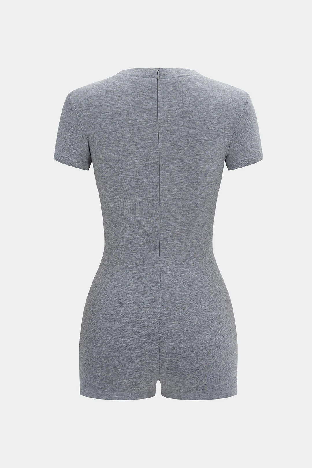 Zipper Strappy V-Neck Short Sleeve Romper